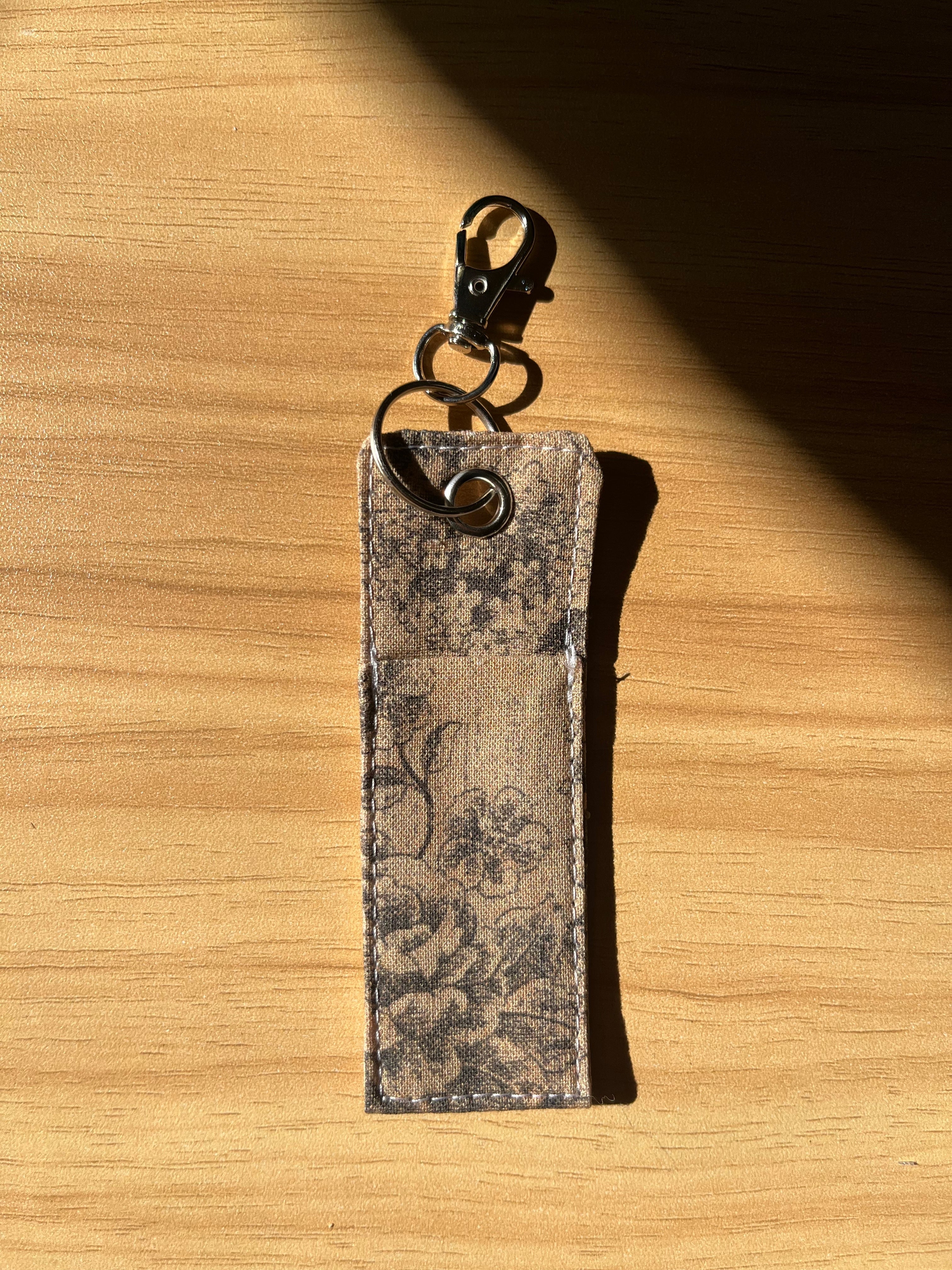 Brown Bloom Print Chapstick/Lipstick Carrier
