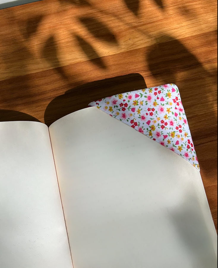 Dark Pink Floral Corner Bookmark