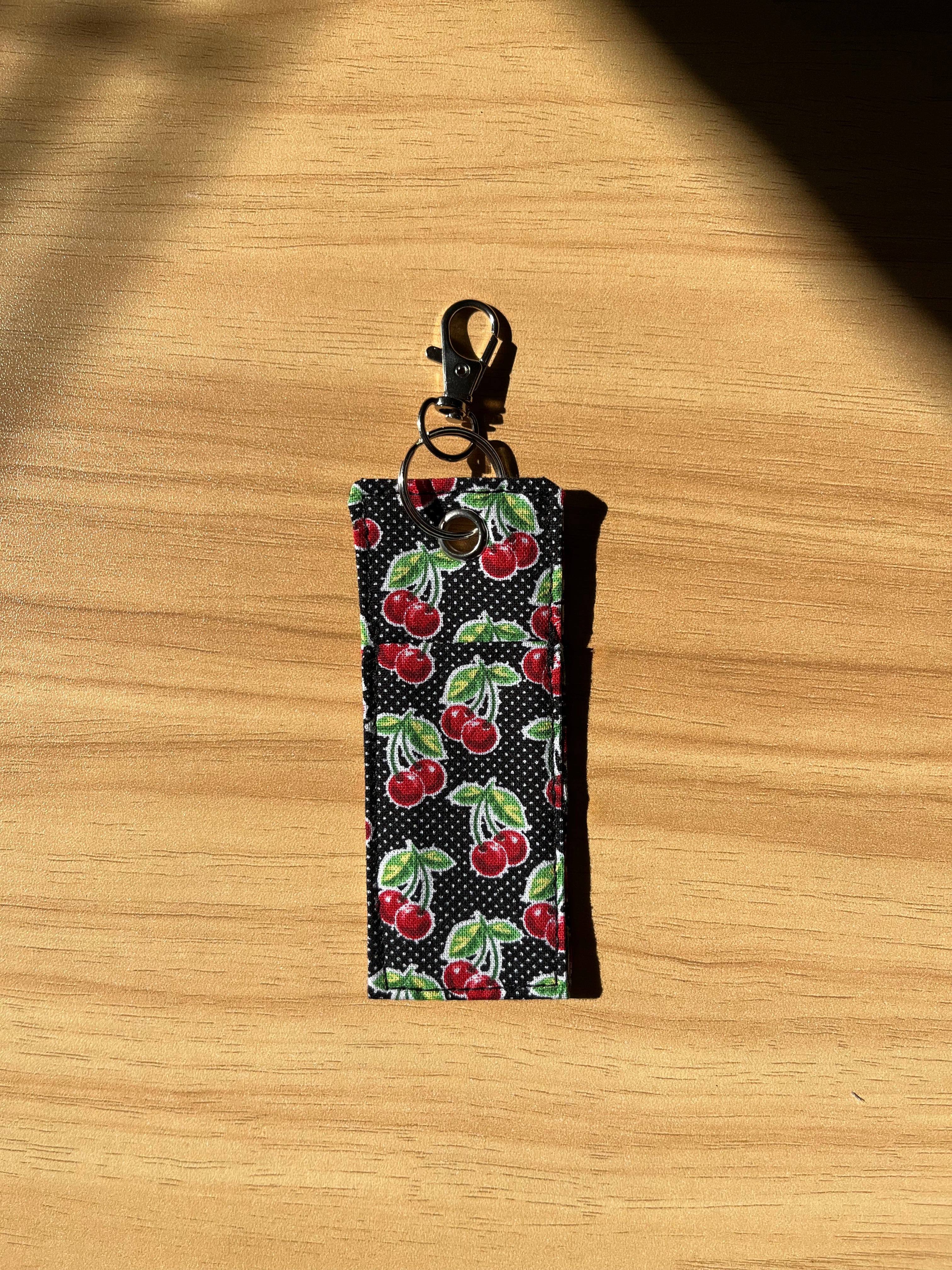 Bitty Cherry Print Chapstick/Lipstick Carrier