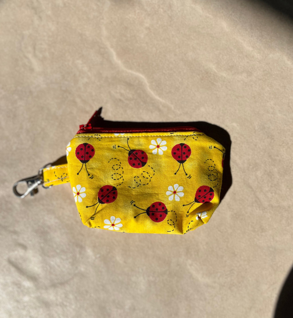 Spring Ladybug Zipper Coin Pouch
