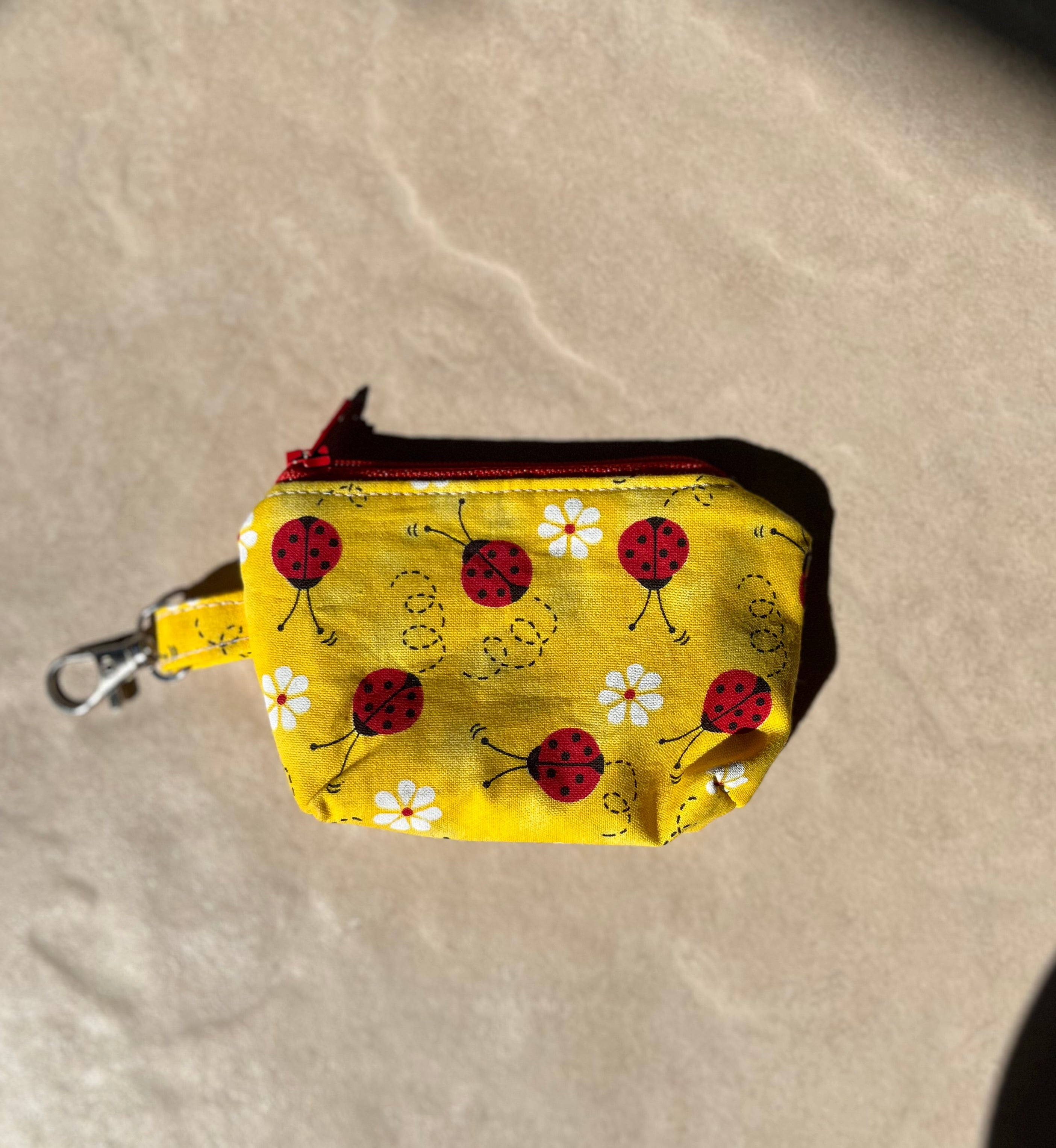 Spring Ladybug Zipper Coin Pouch