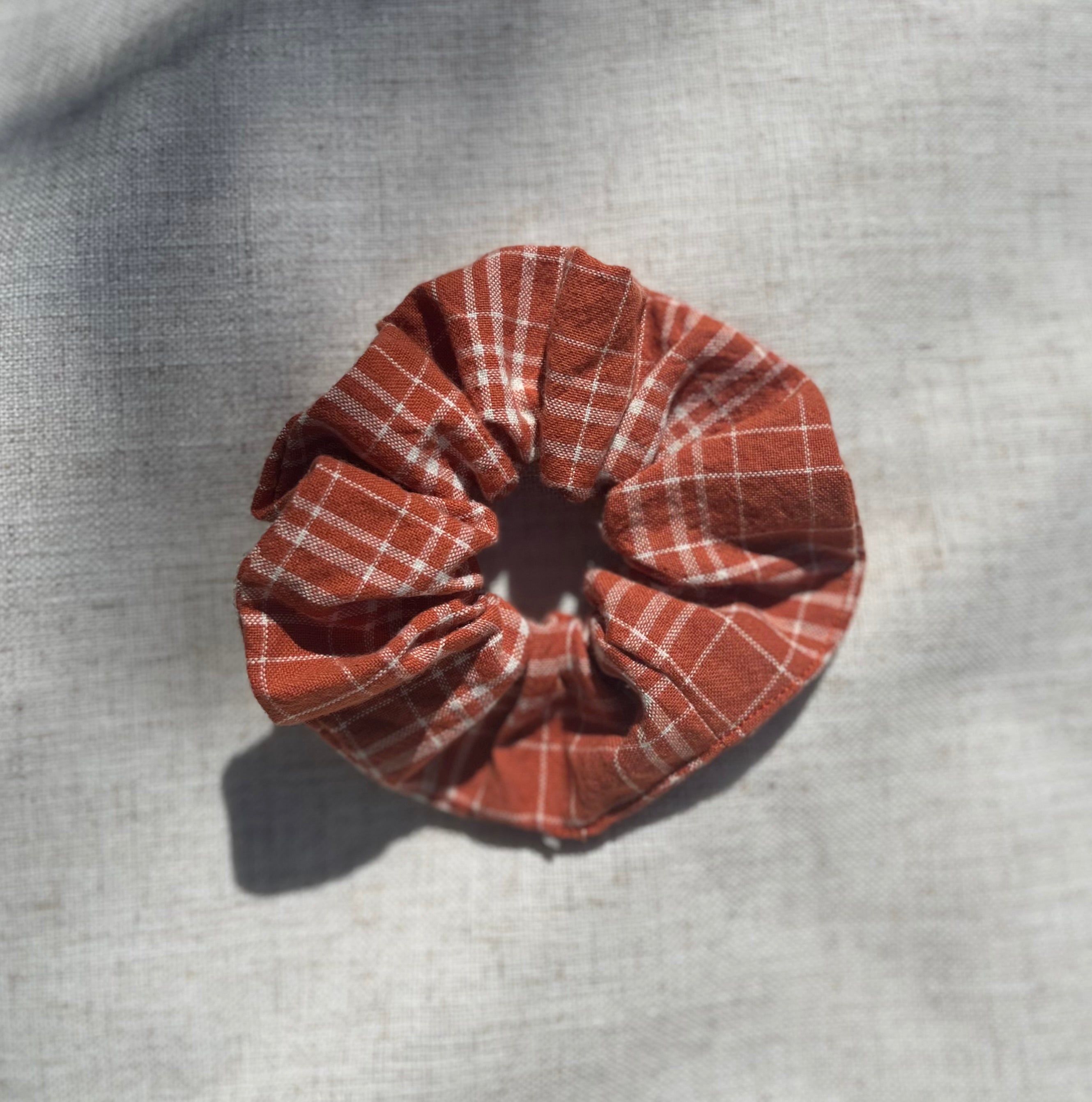 Orange Plaid Scrunchie