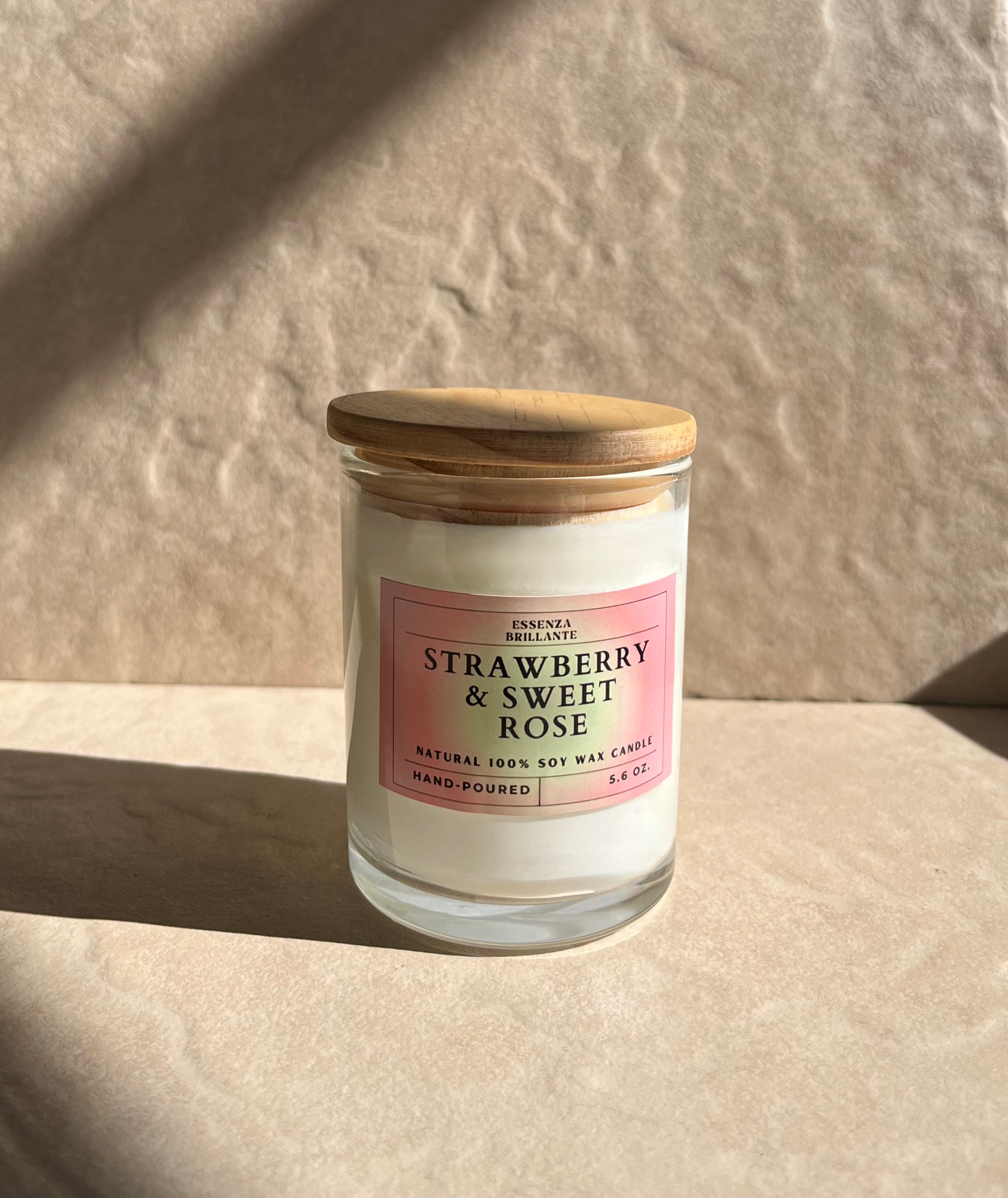 Strawberry & Sweet Rose Soy Wax Candle