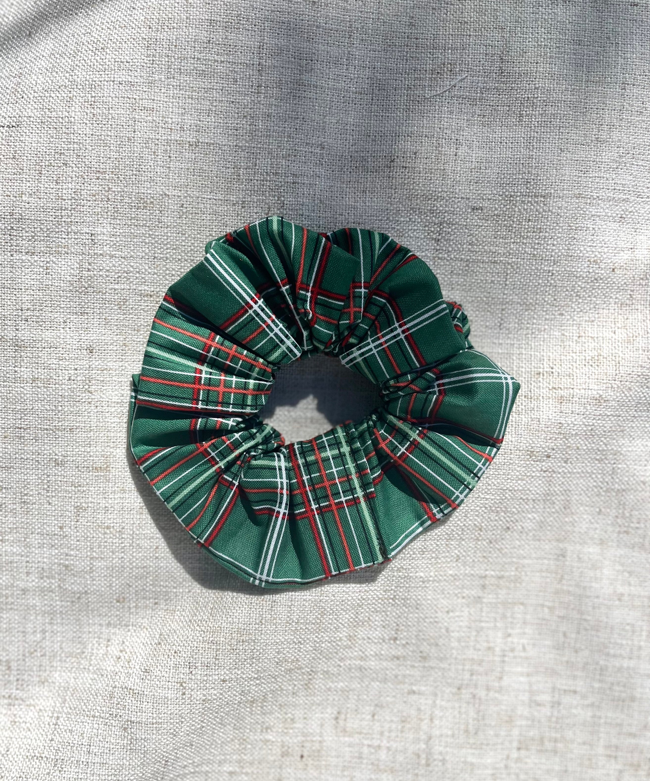 Green Plaid Scrunchie