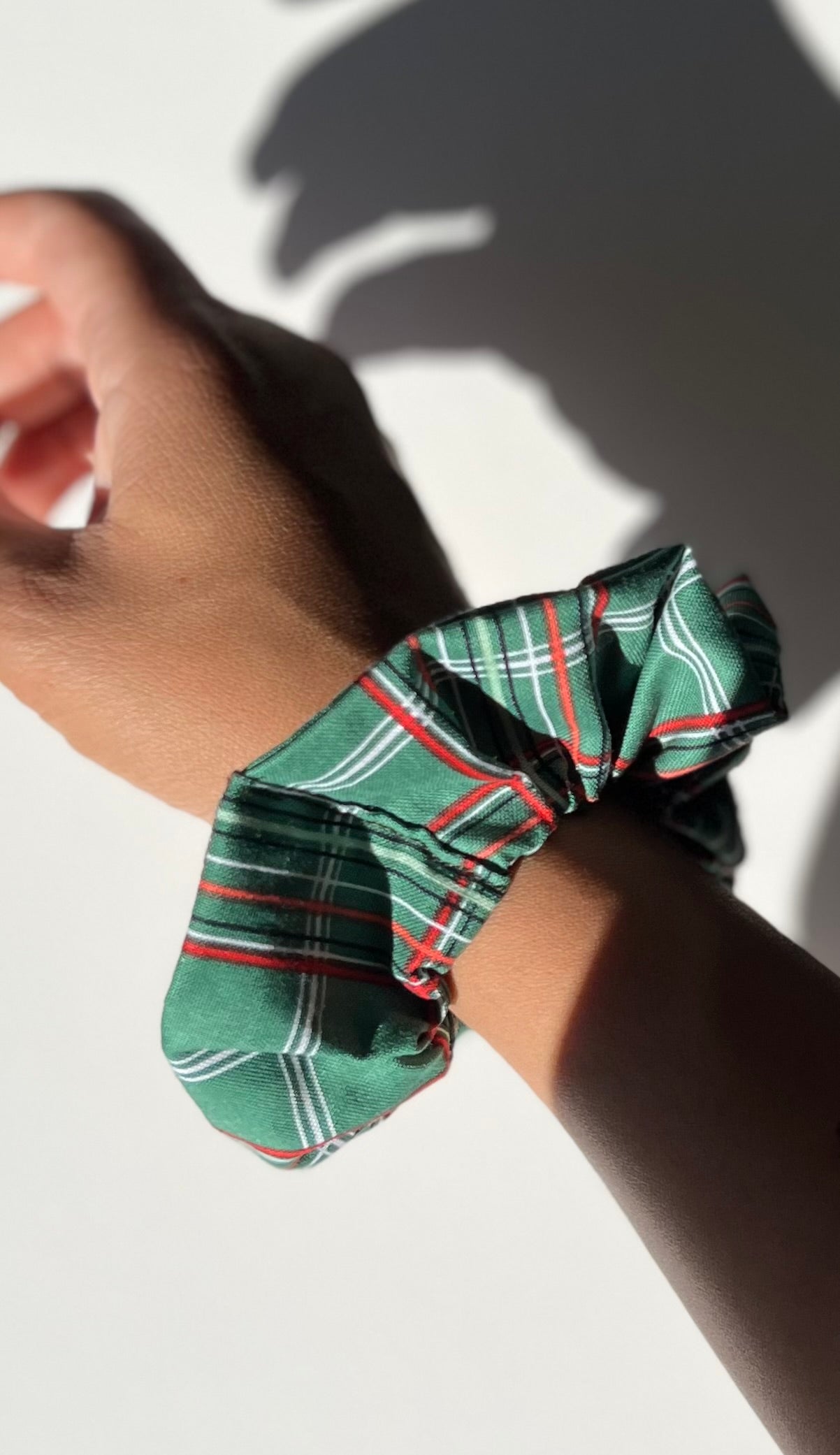 Green Plaid Scrunchie