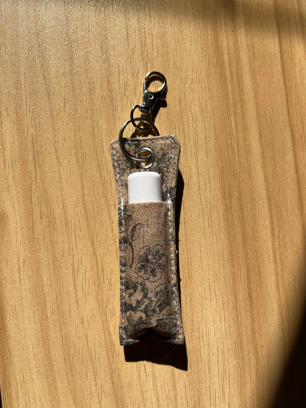 Brown Bloom Print Chapstick/Lipstick Carrier