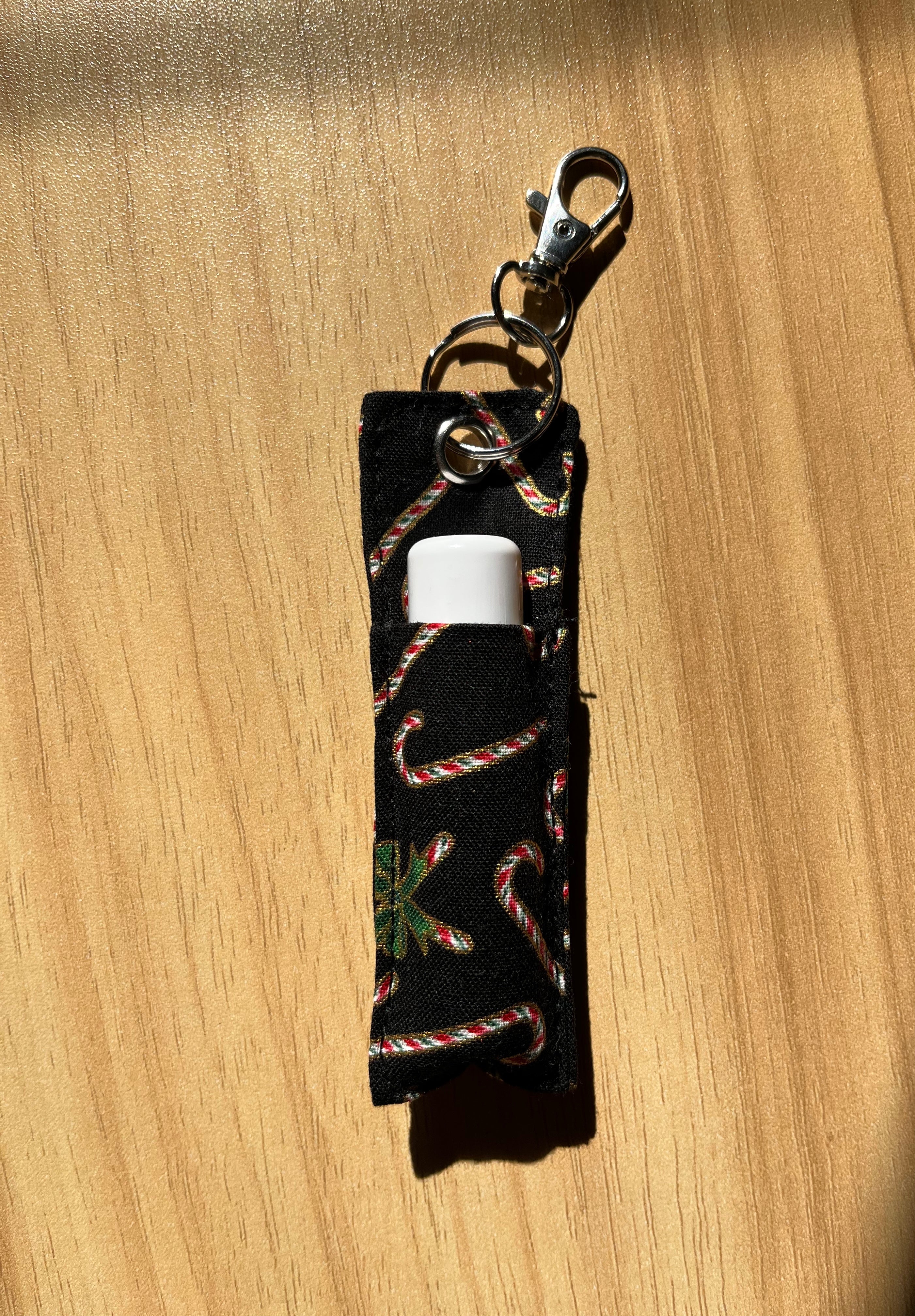 Candy Cane Print Chapstick/Lipstick Carrier