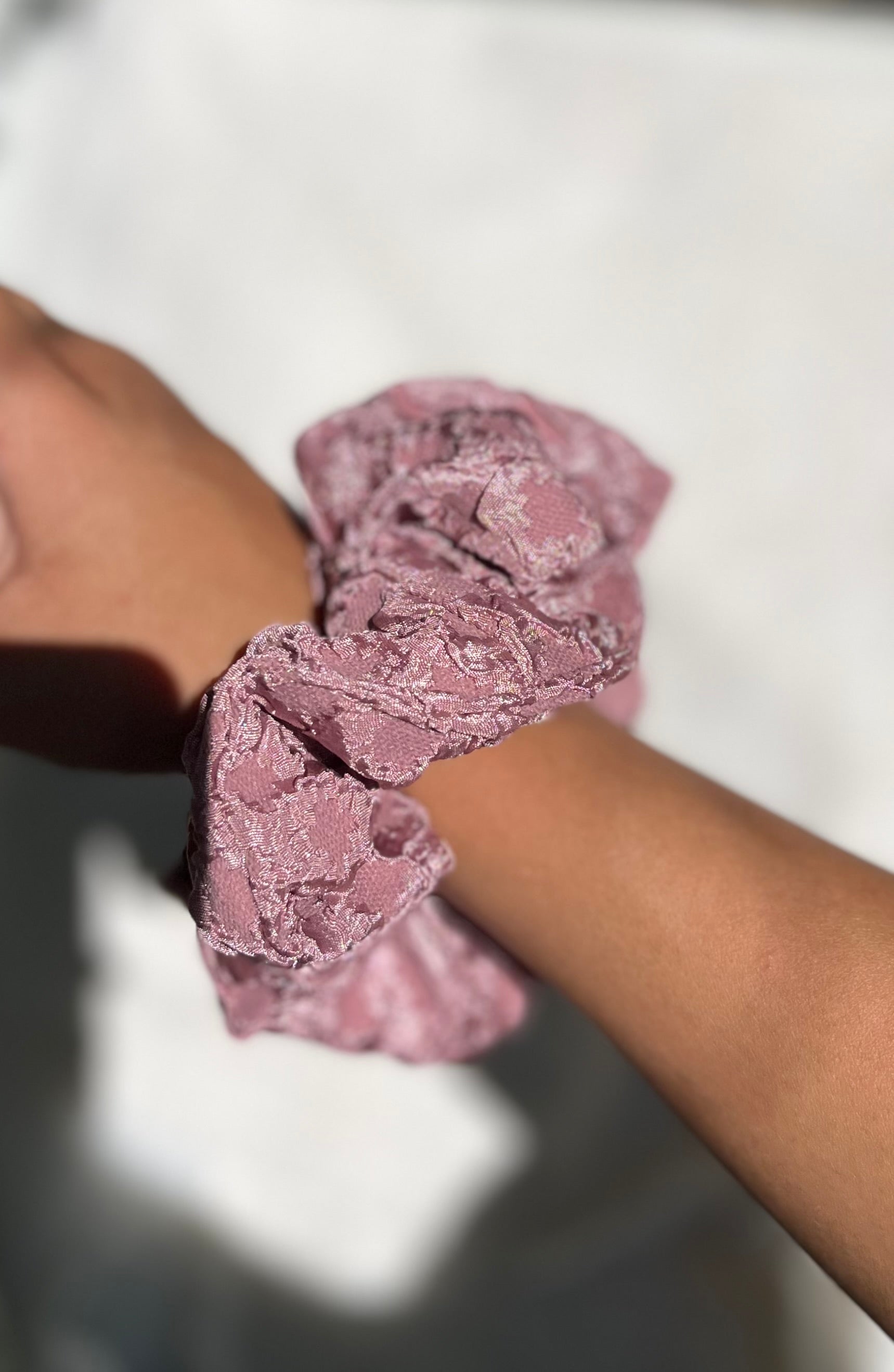 Patterned Mauve Scrunchie