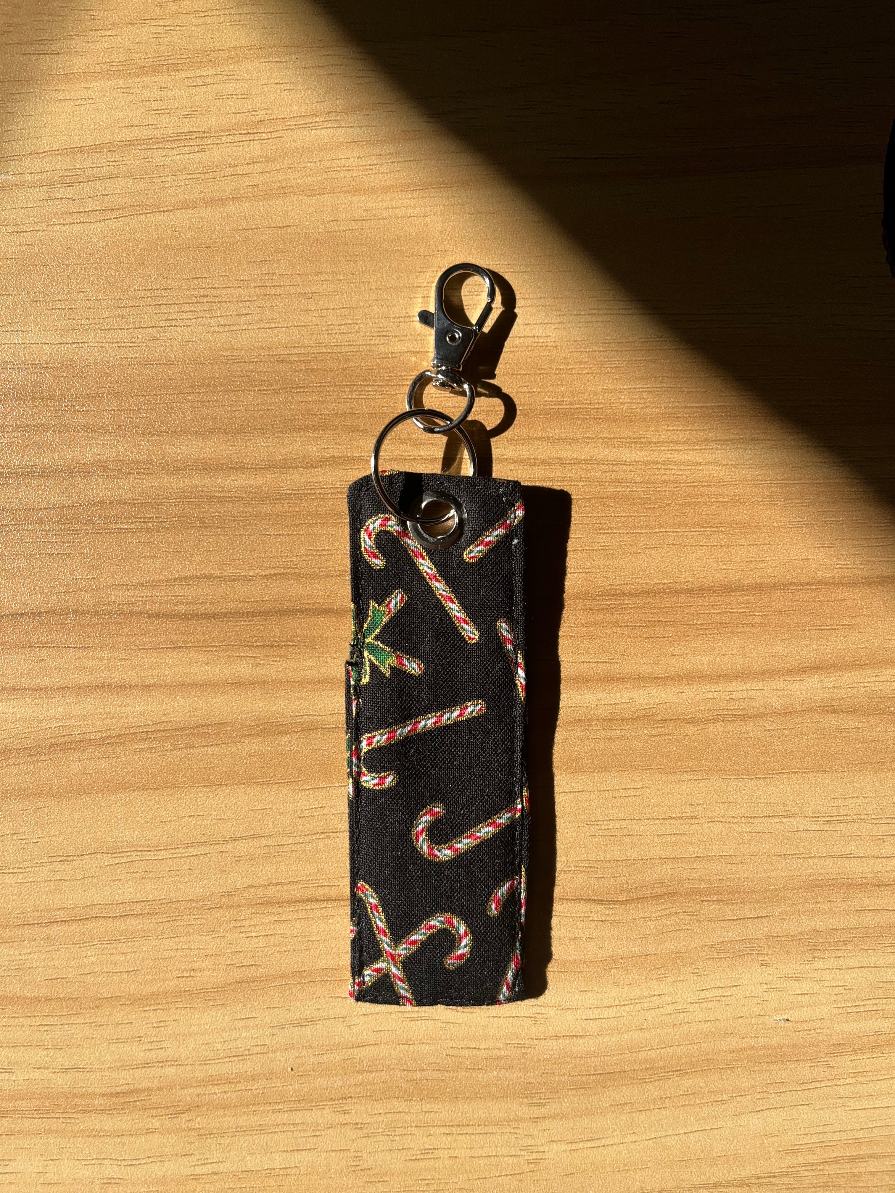 Candy Cane Print Chapstick/Lipstick Carrier