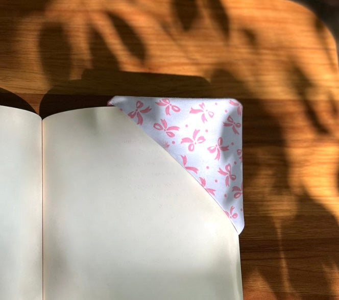 Pink & White Ribbon Corner Bookmark