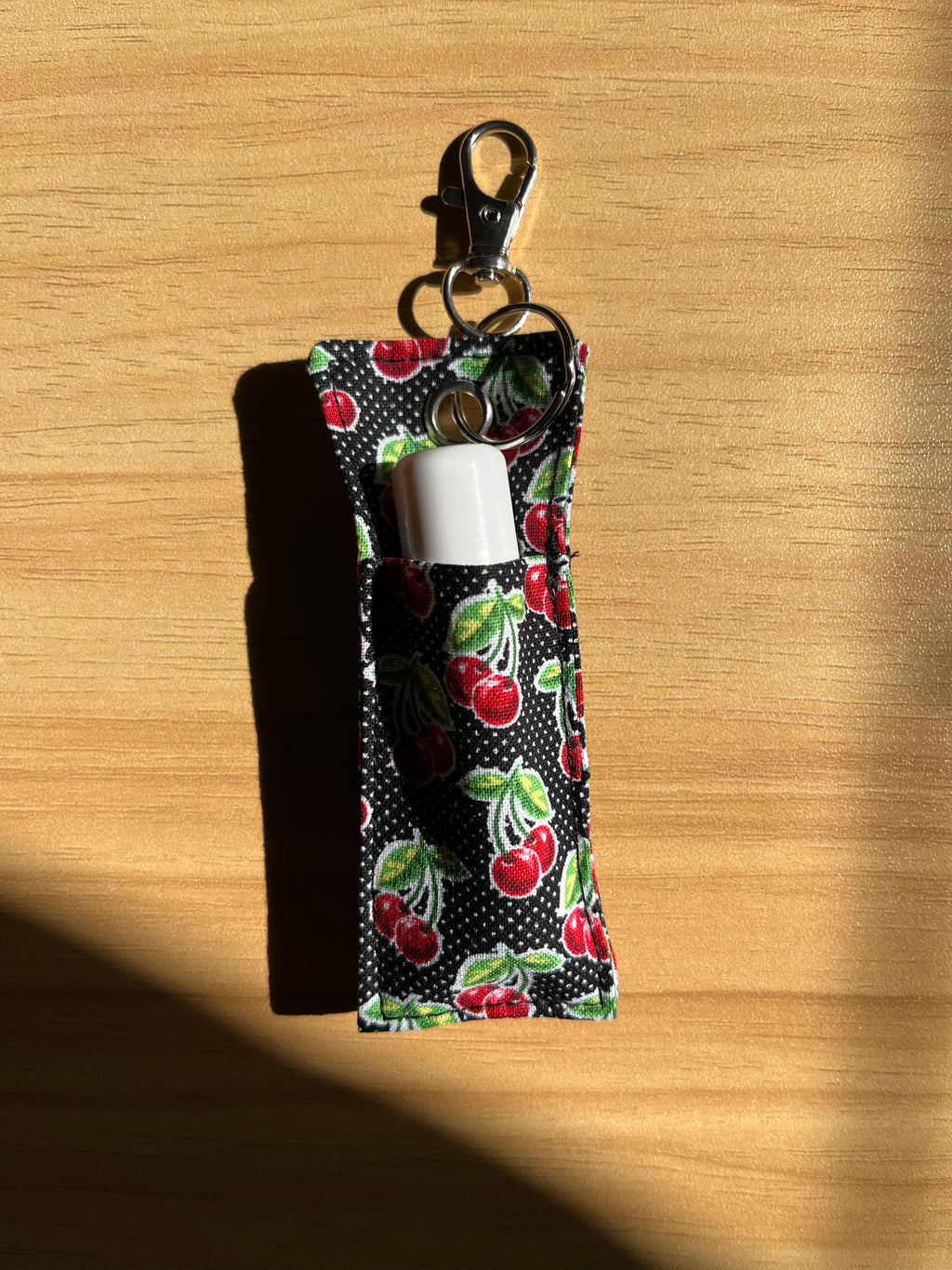 Bitty Cherry Print Chapstick/Lipstick Carrier