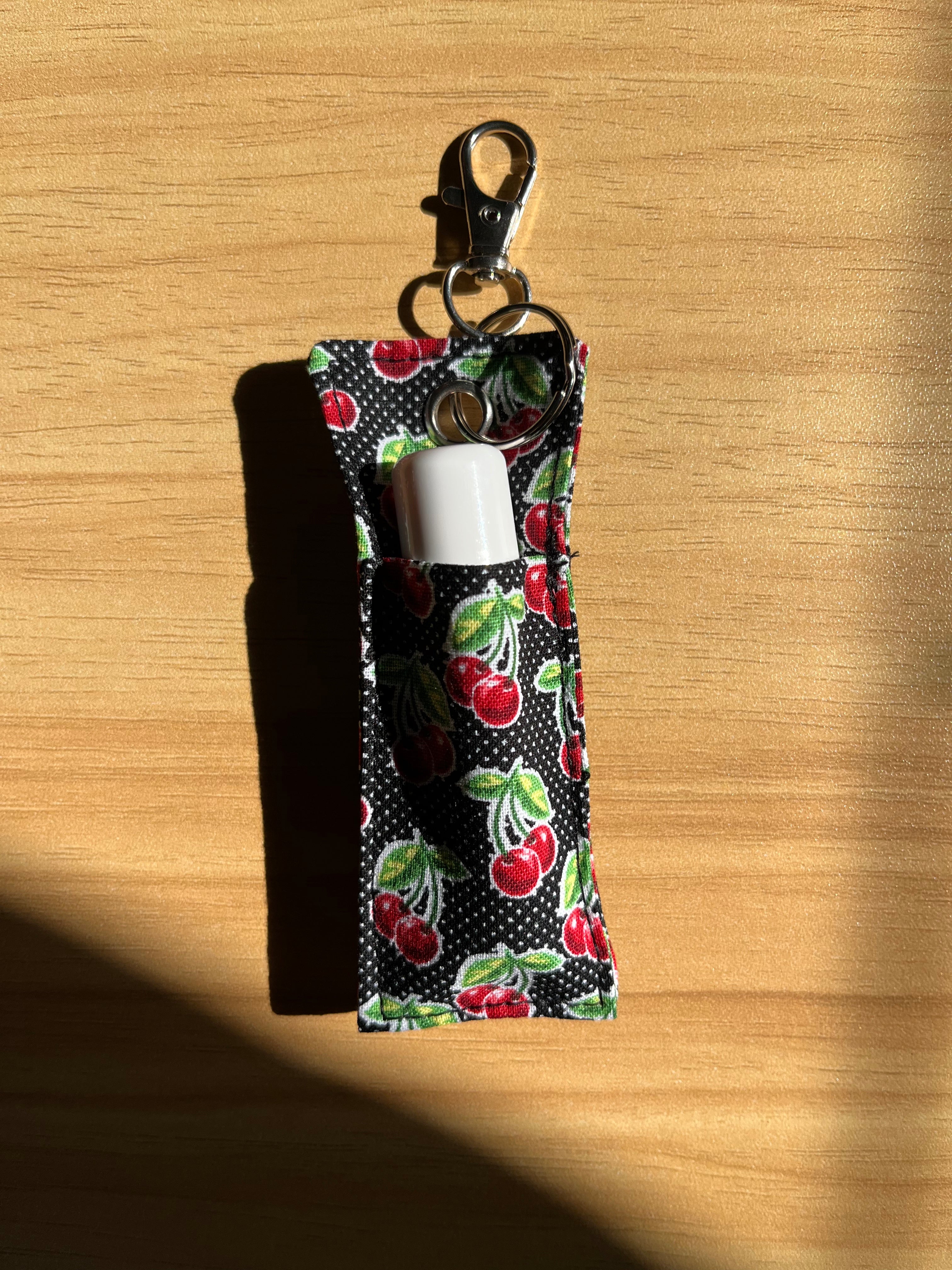 Bitty Cherry Print Chapstick/Lipstick Carrier