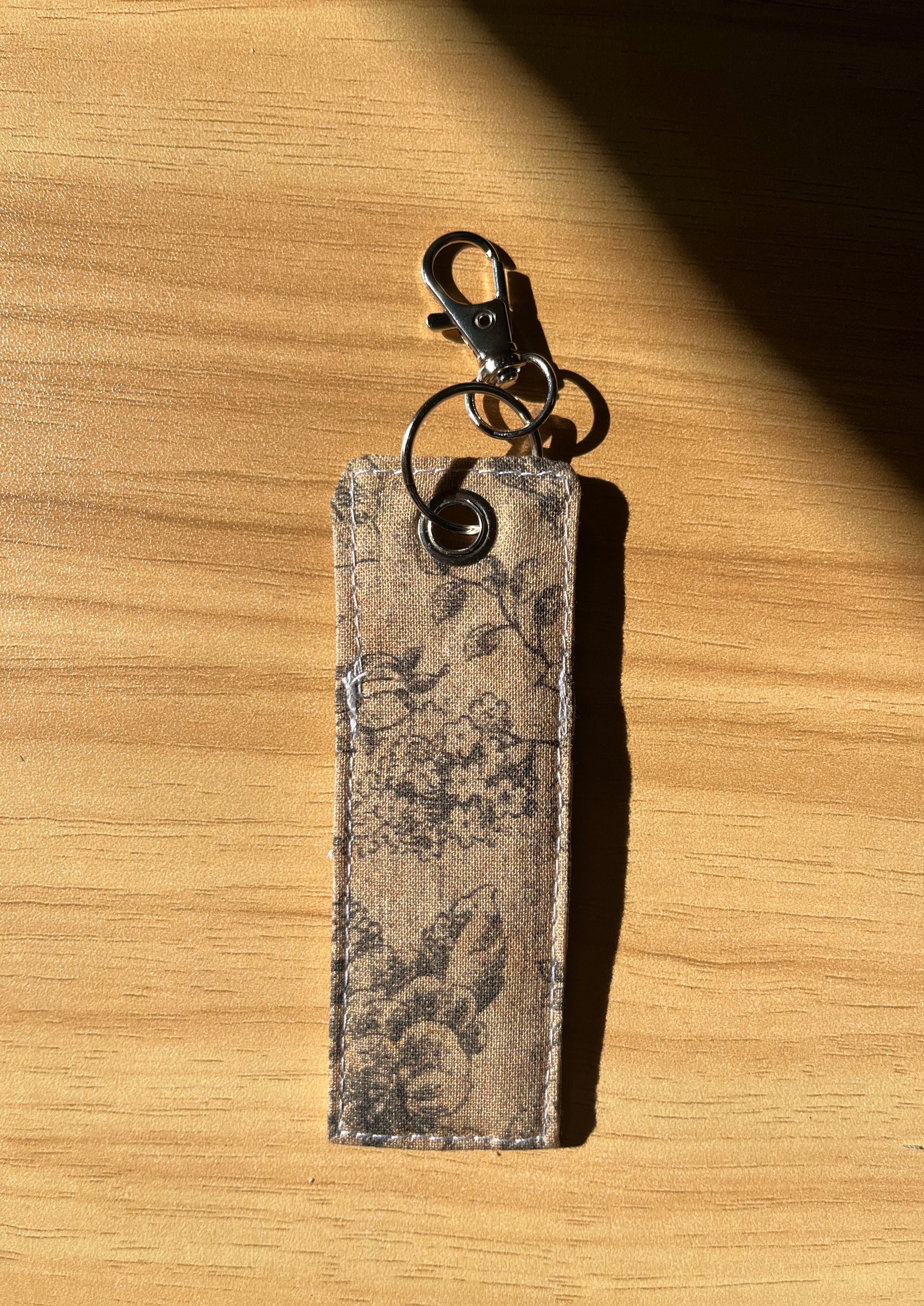 Brown Bloom Print Chapstick/Lipstick Carrier