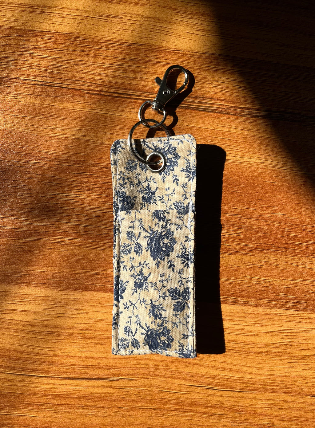 Blue Rose Print Chapstick/Lipstick Carrier