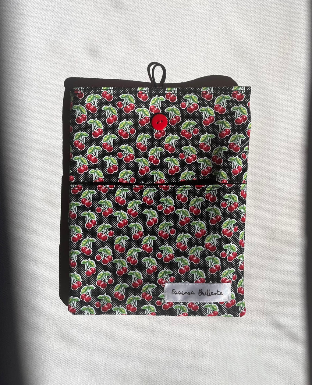 Bitty Cherry Polka Dot w Front Pocket Book Sleeve