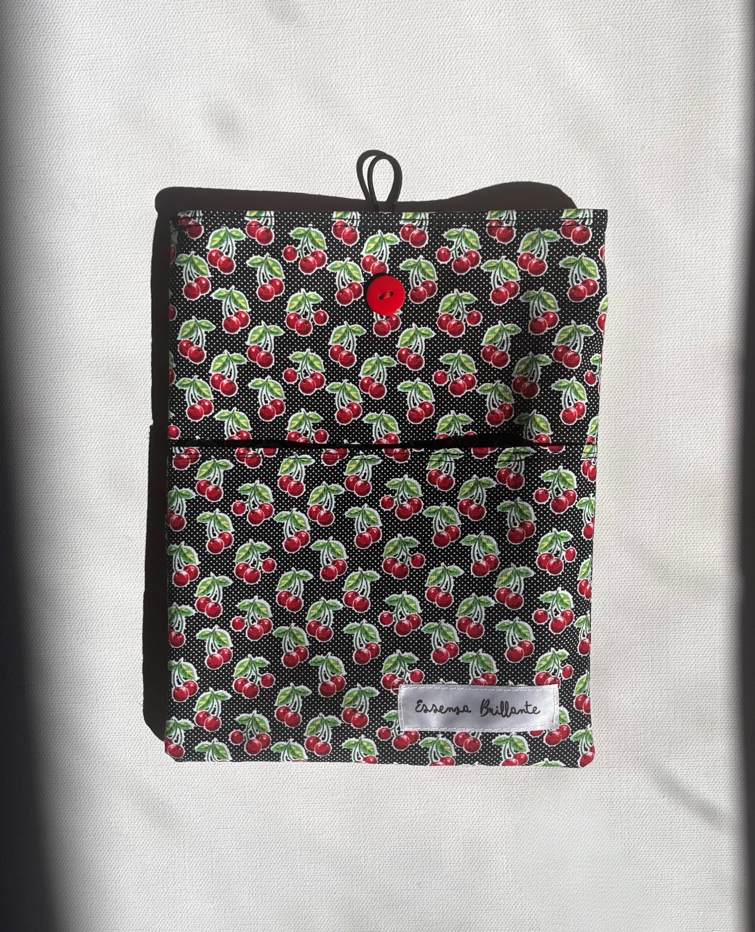 Bitty Cherry Polka Dot w Front Pocket Book Sleeve