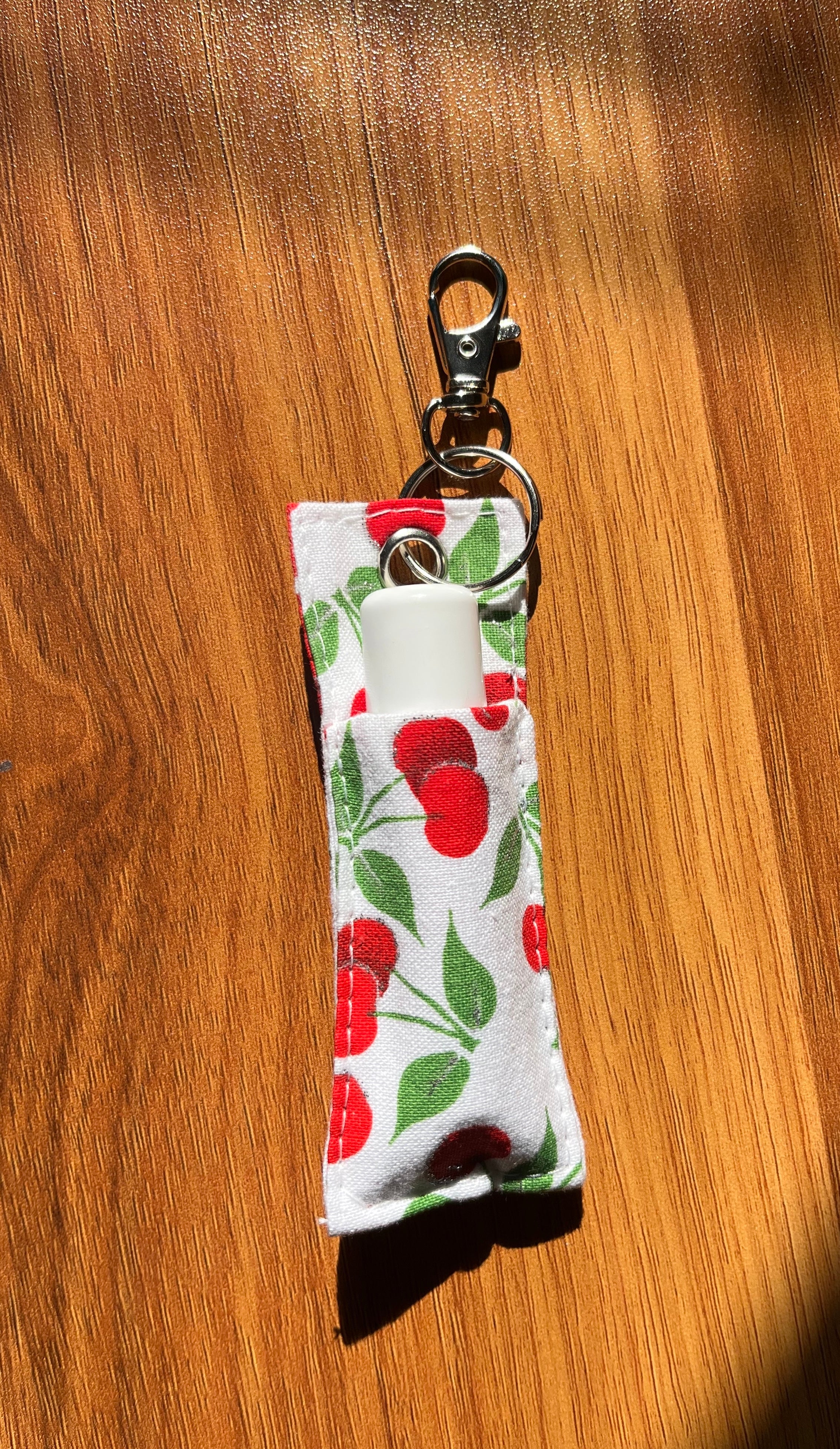Pretty Cherry Print Chapstick/Lipstick Carrier