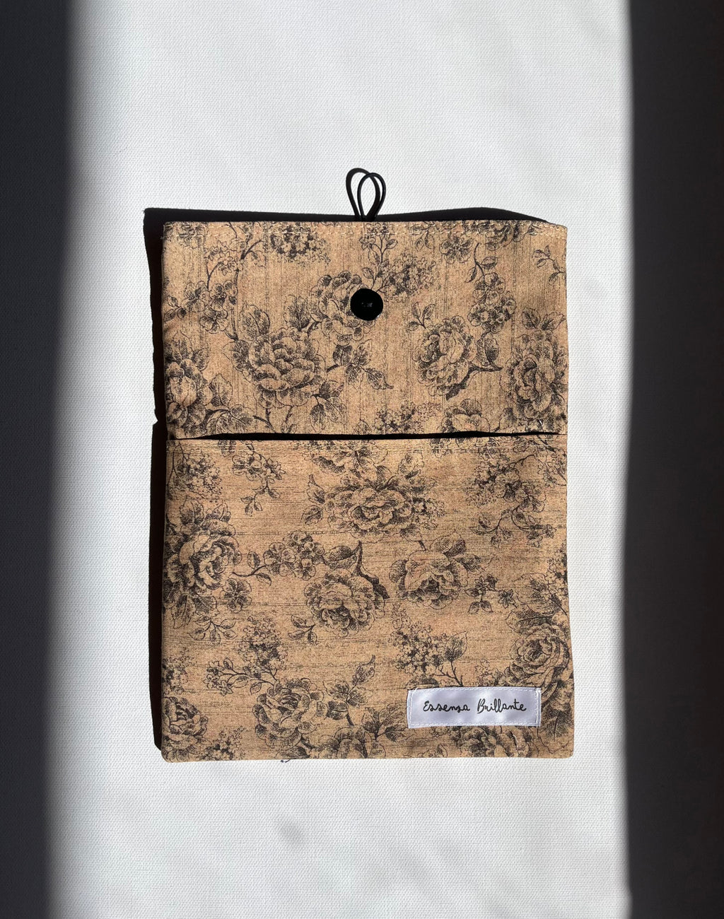 Brown Bloom Print w Front Pocket Book Sleeve