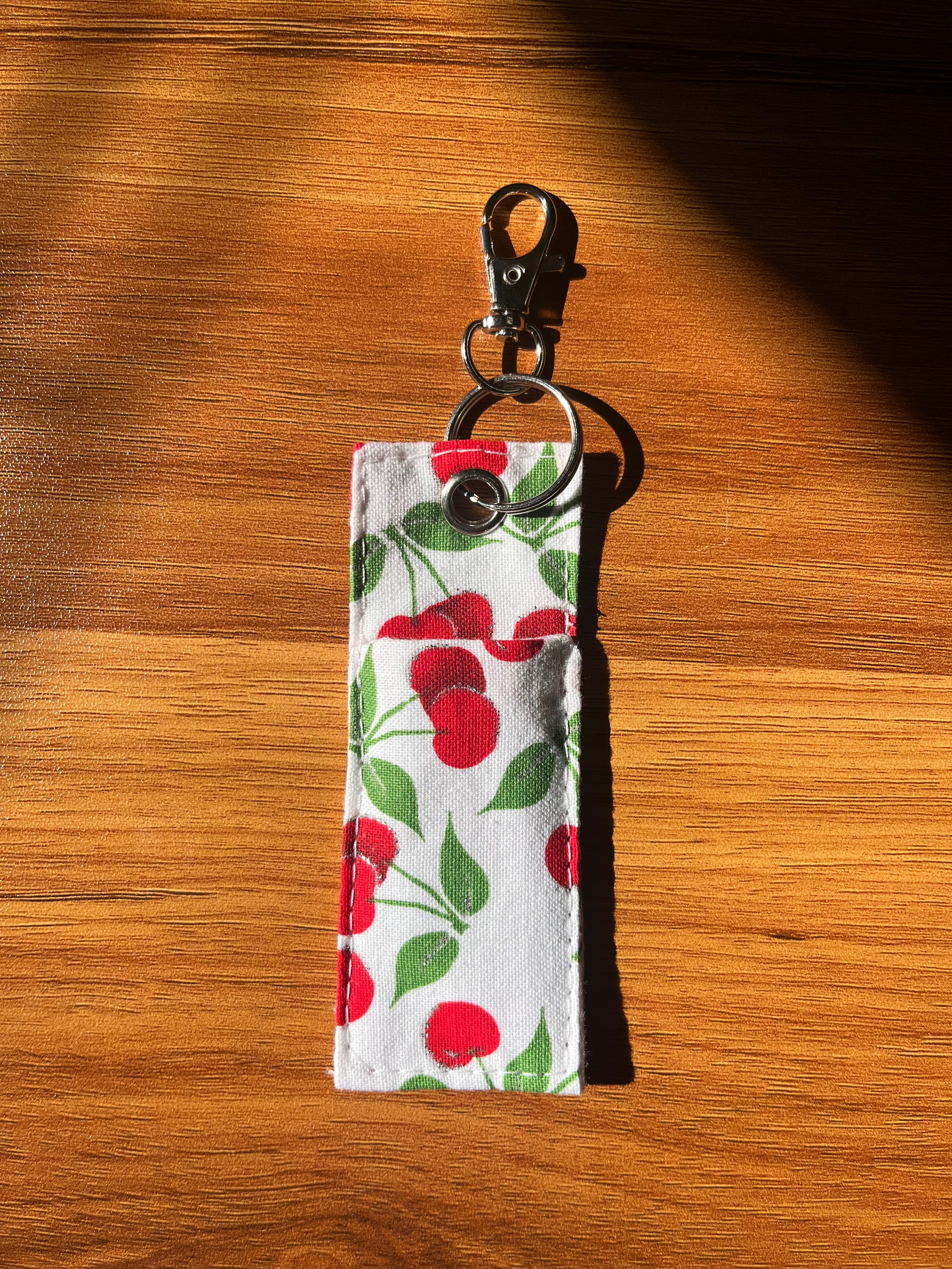 Pretty Cherry Print Chapstick/Lipstick Carrier
