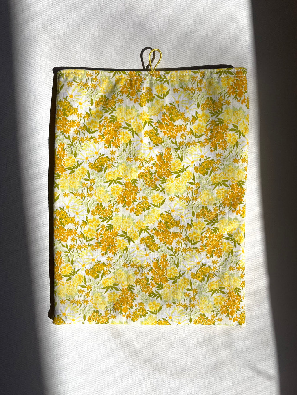 Yellow Bloom Print w Front Pocket Book Sleeve