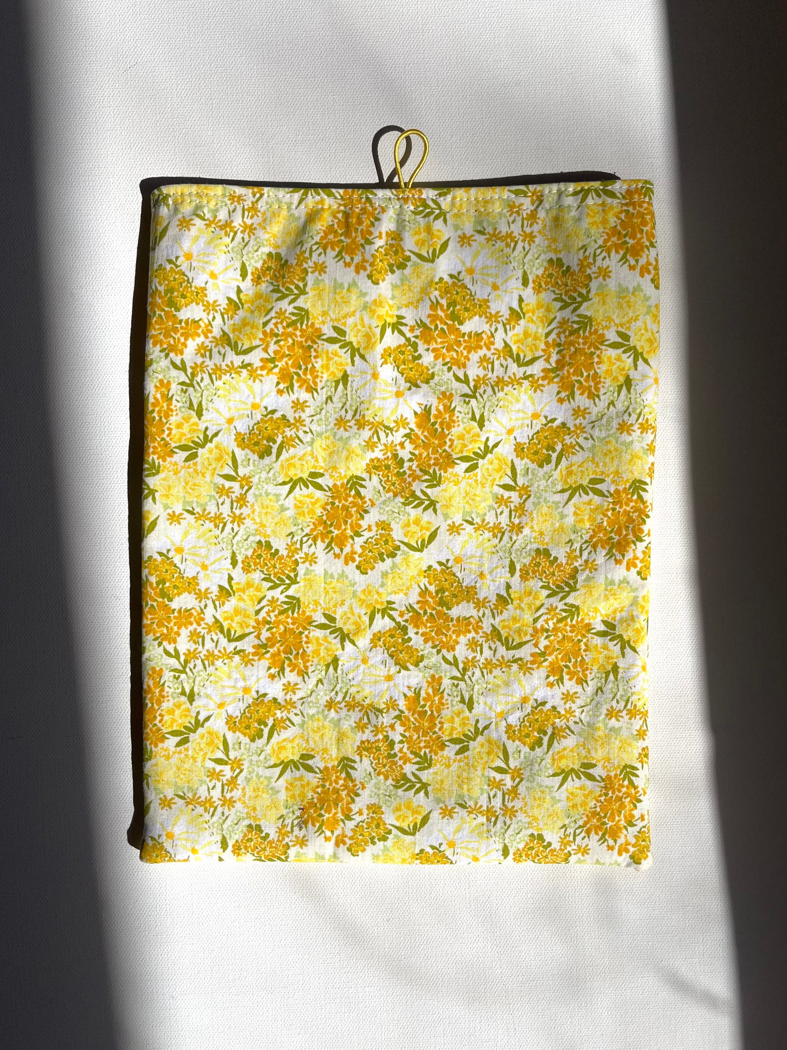 Yellow Bloom Print w Front Pocket Book Sleeve