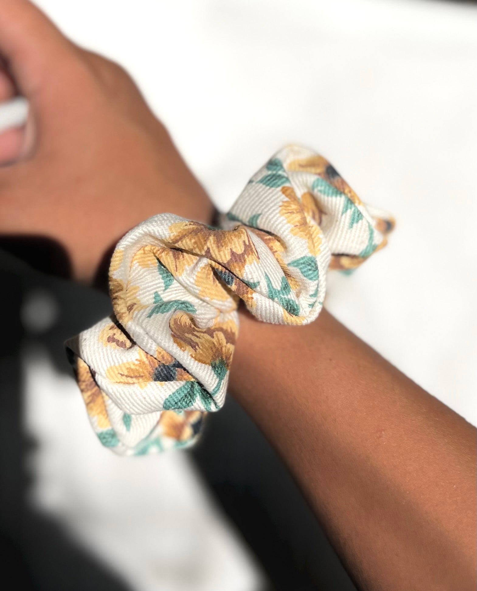 Canvas Sunflower Scrunchie