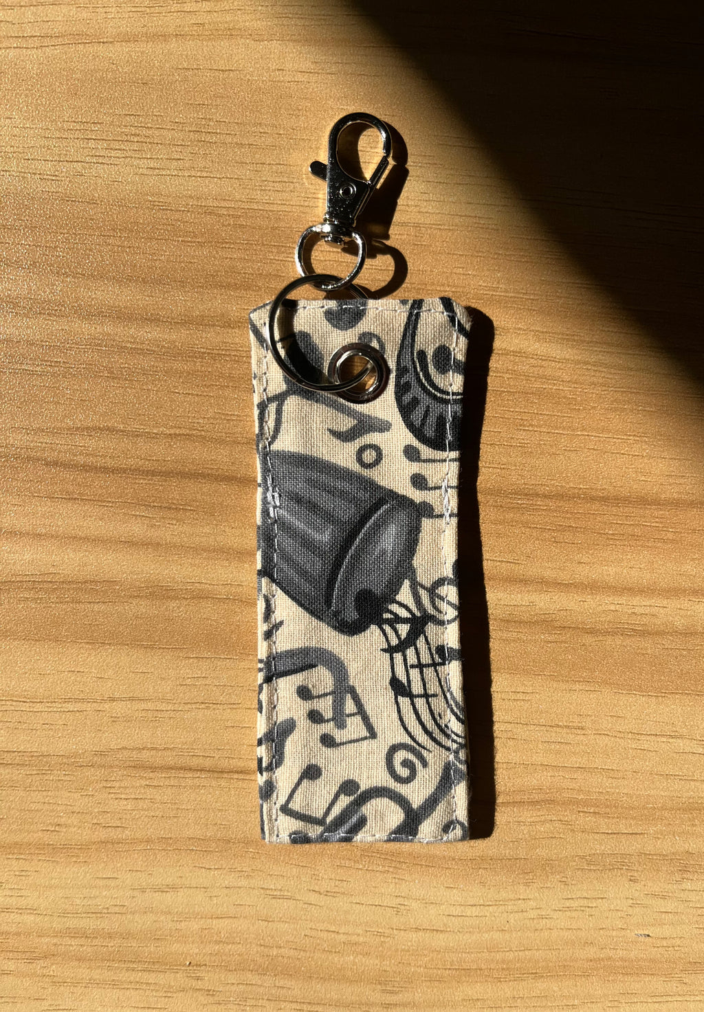 Beige Music Print Chapstick/Lipstick Carrier