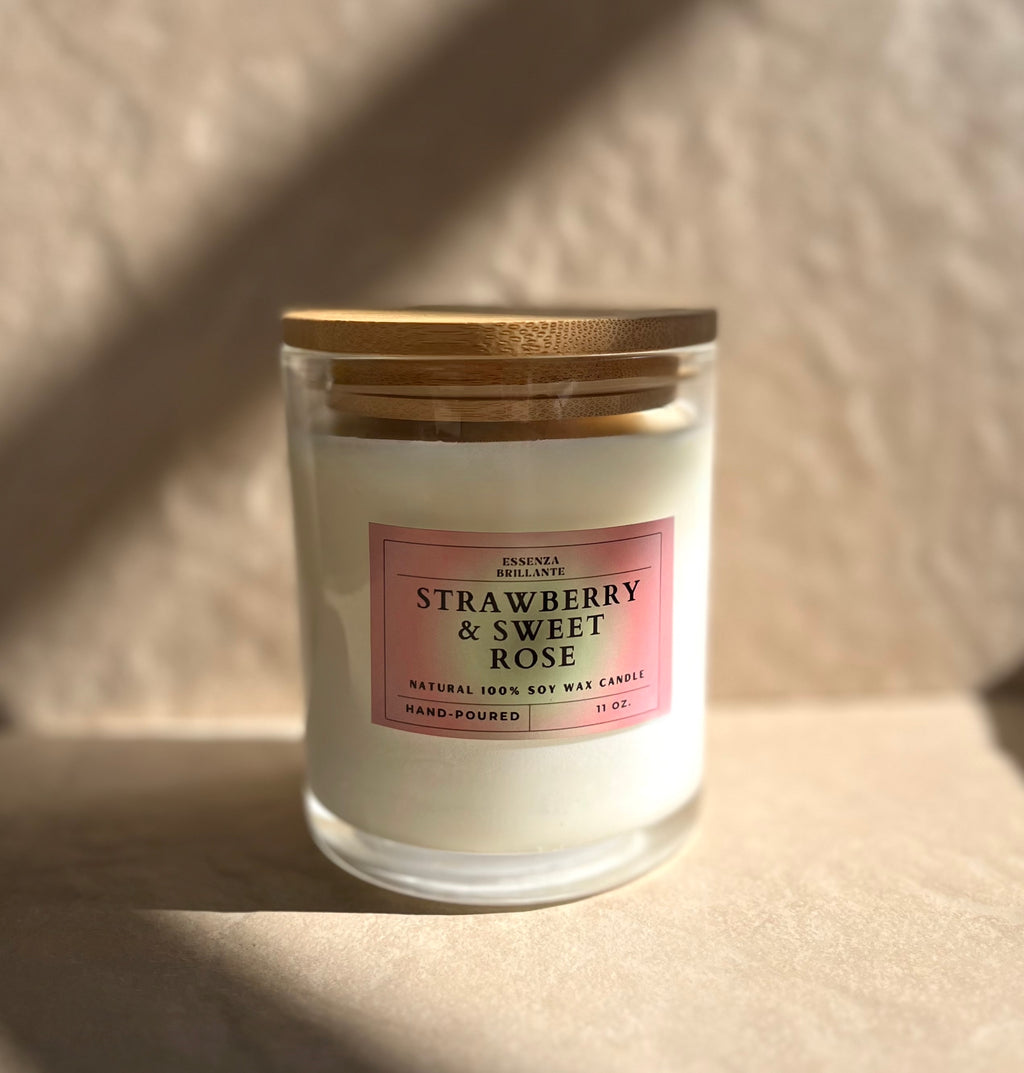 Strawberry & Sweet Rose Soy Wax Candle