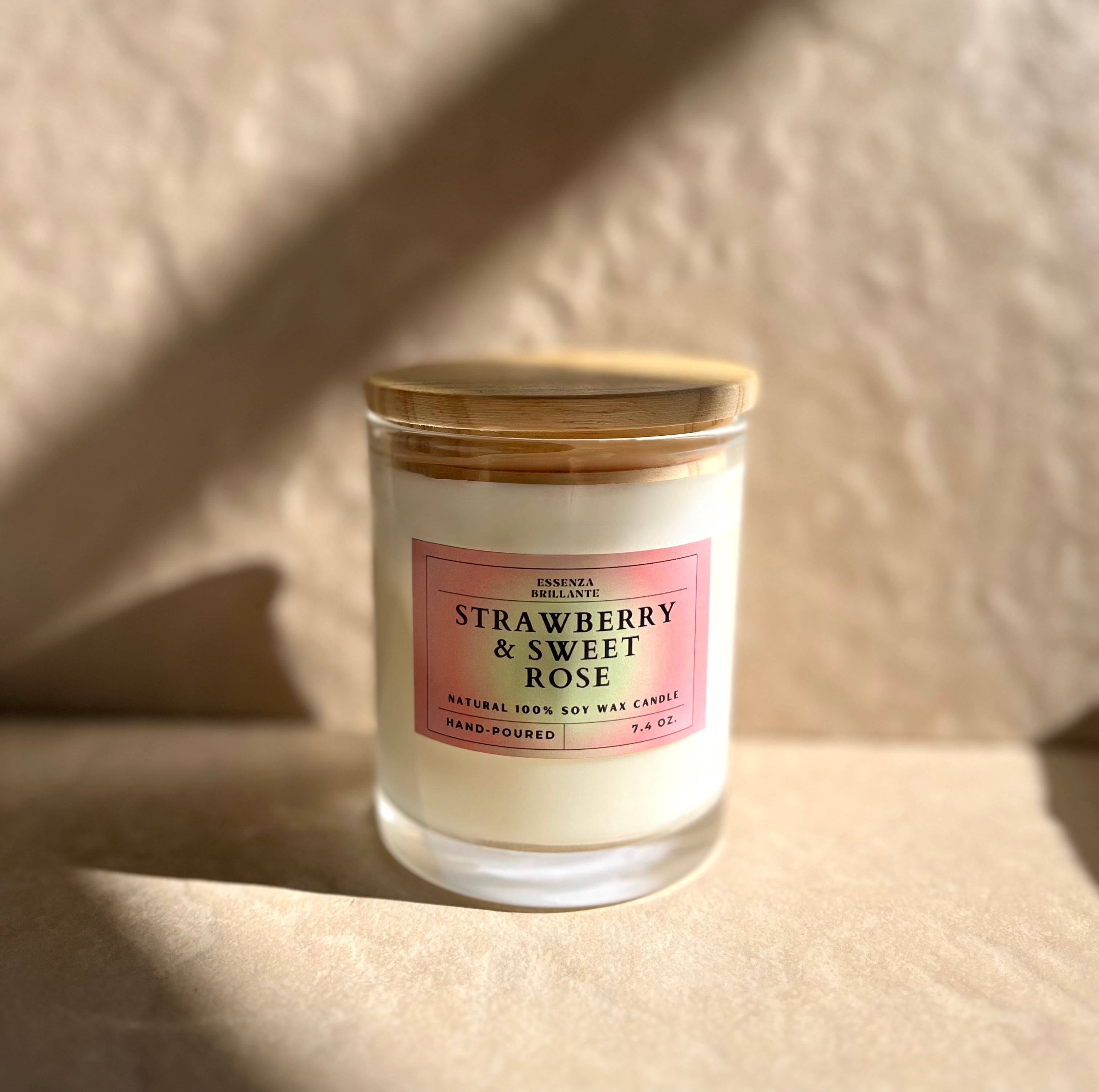 Strawberry & Sweet Rose Soy Wax Candle