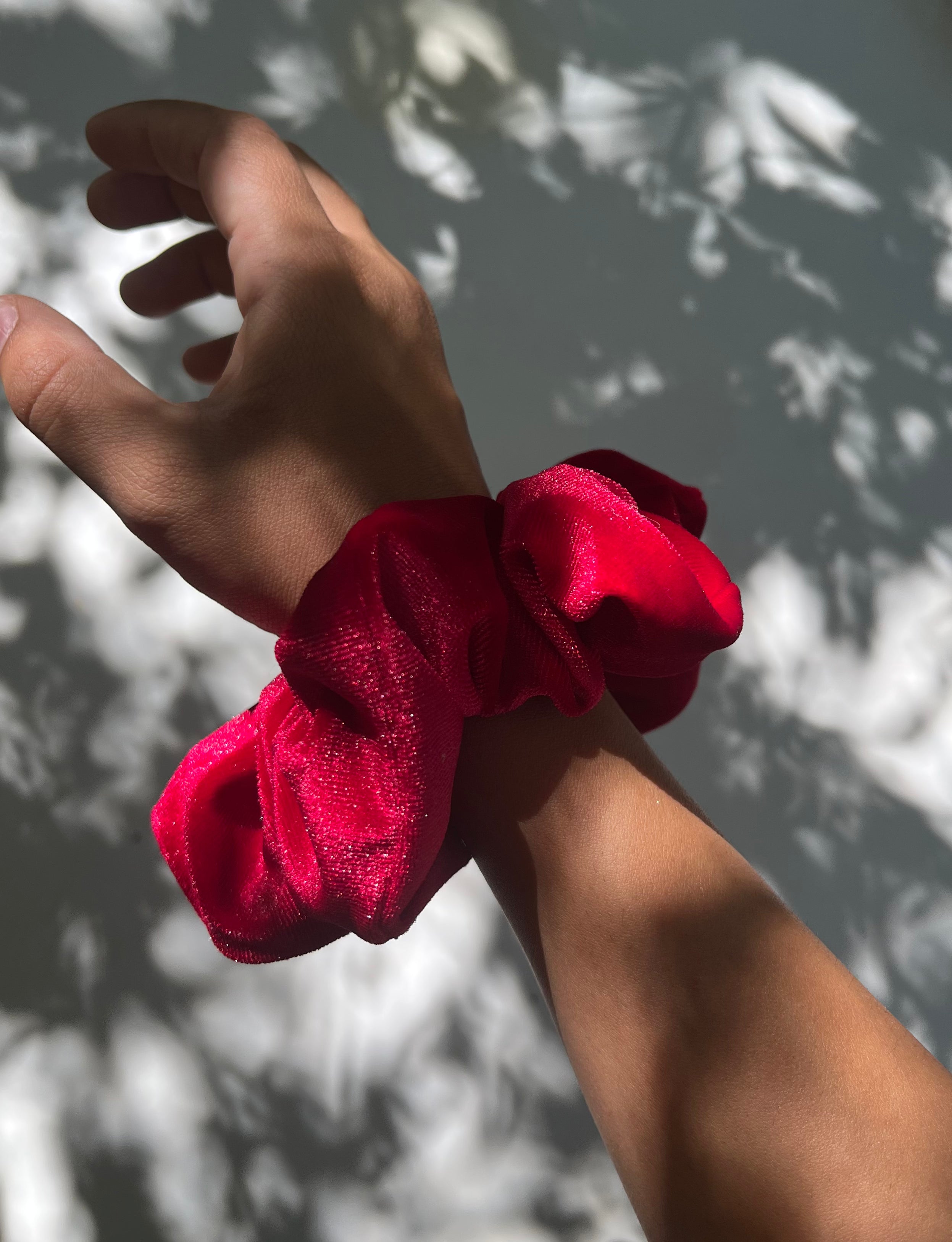 Cherry Red Velvet Scrunchie